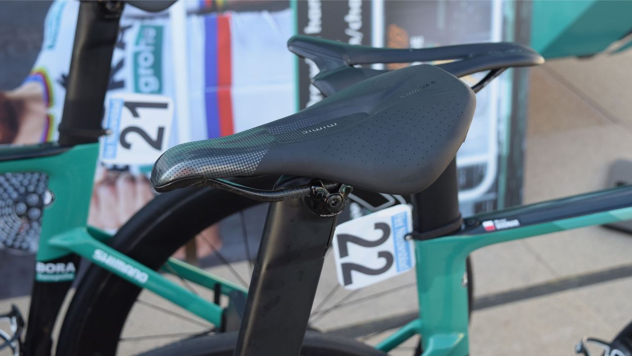 Bora-hansgrohe's Marcus Burghardt has been using the female-specific Specialized Power Mimic saddle during the Classics campaign