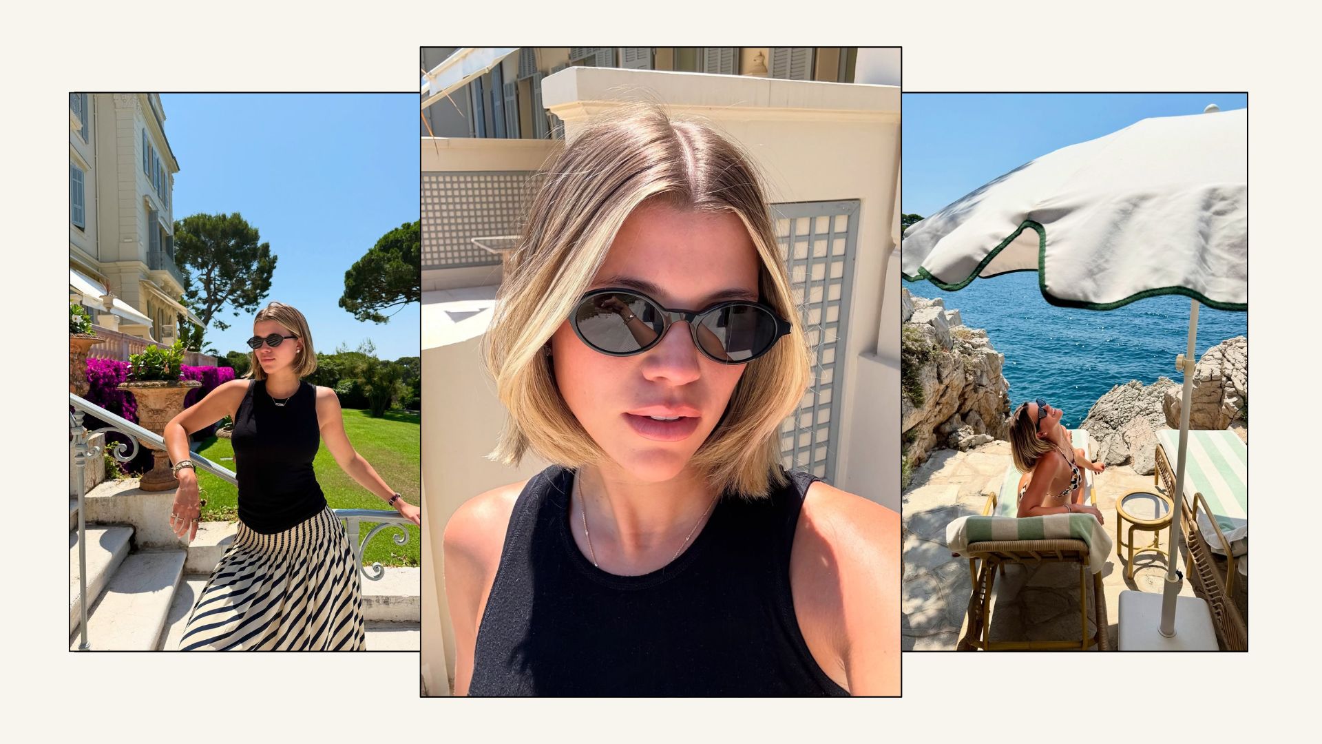 Sofia Grainge in France showing off her new bob hairstyle