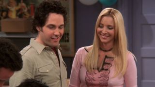 Paul Rudd and Lisa Kudrow as Mike and Phoebe on Friends.