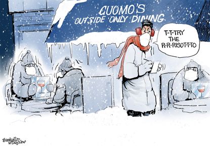 Political Cartoon U.S. Andrew Cuomo COVID outdoor dining