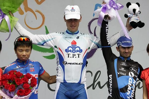 Stage 5 podium (l-r): Taiji Nishitani, Boris Shpilevski and Rico Rogers.