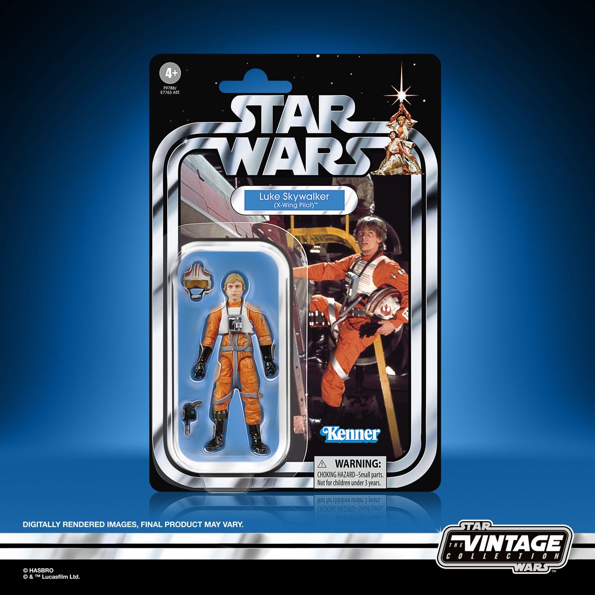 Luke Skywlaker X-Wing Pilot action figure on a blue and black background