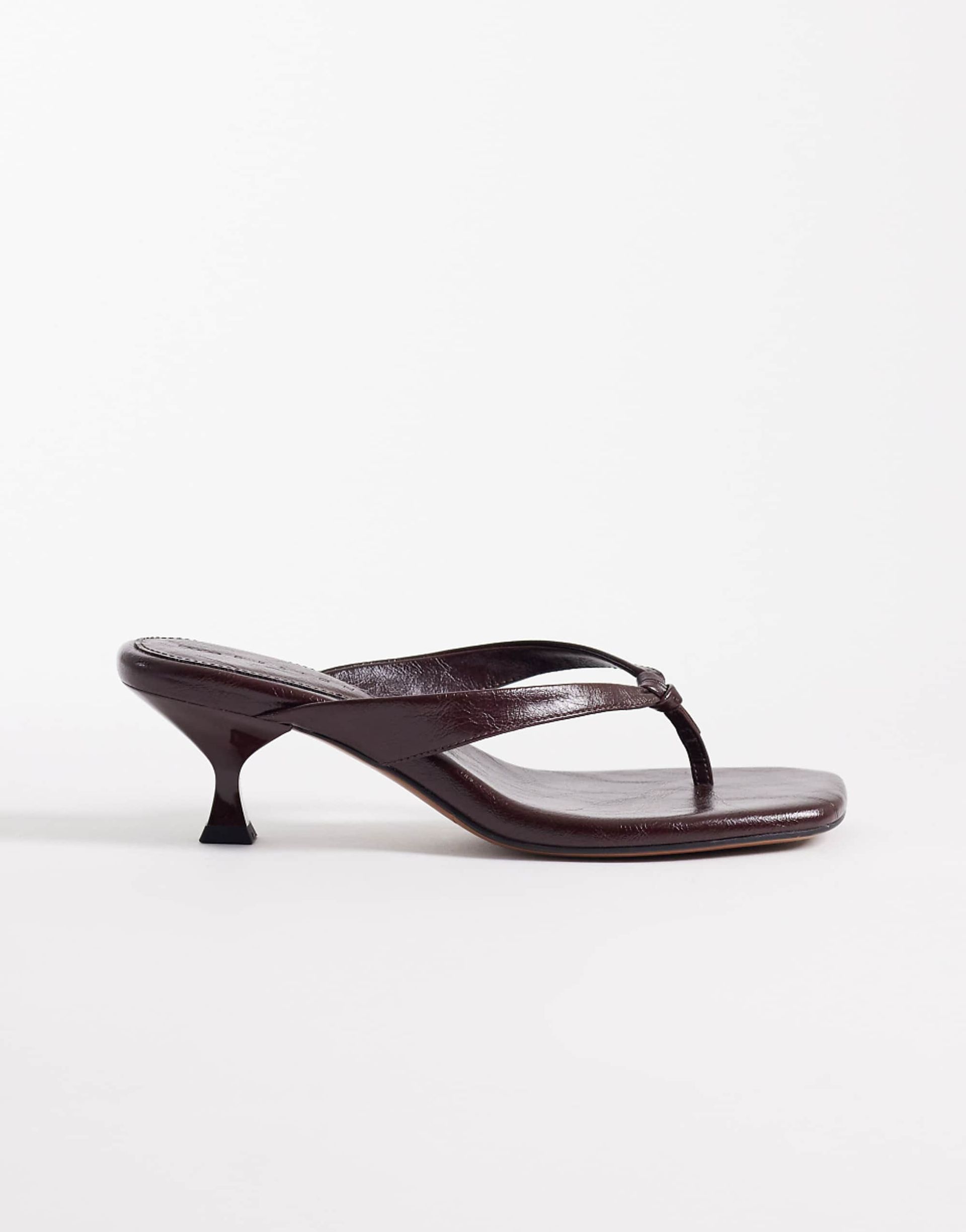 Asos Design Havana Toe Thong Kitten Heel Sandals in Chocolate