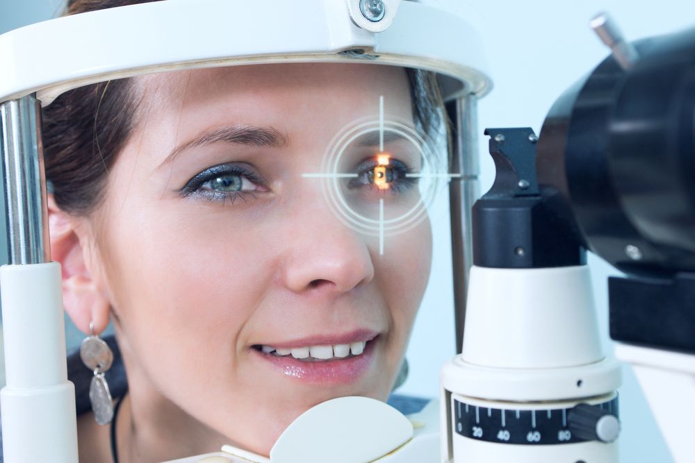 woman having eye scan