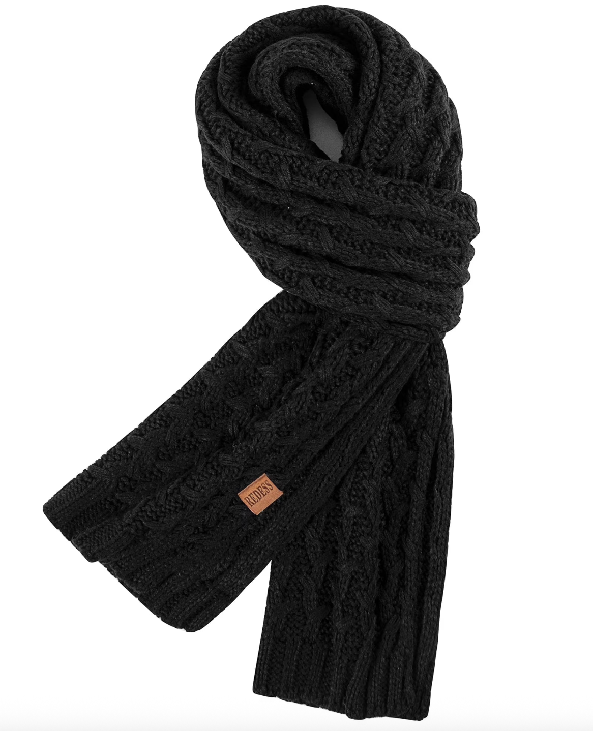 REDESS, Redess Women's Winter Scarf, Adult Warm Long Chunky Knit Scarves for Women, Black