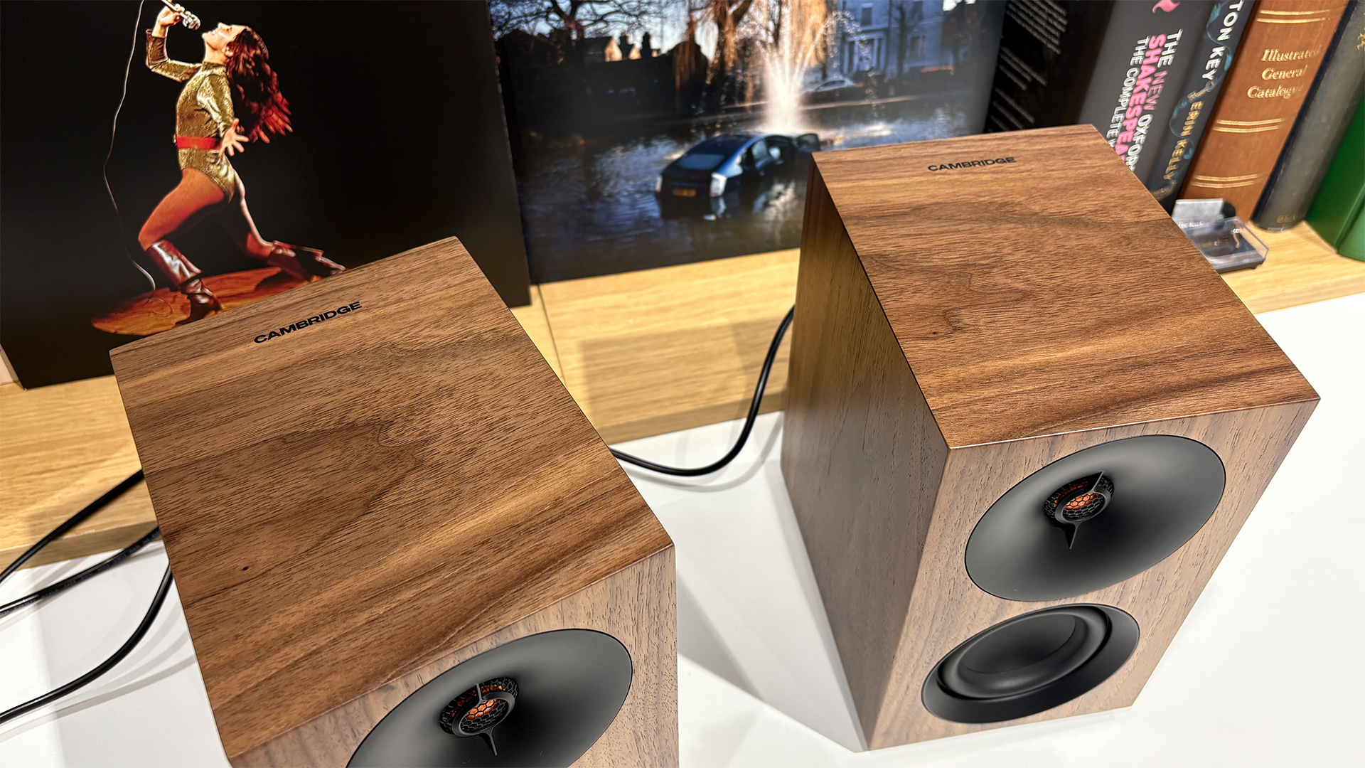 Cambridge Audio L/R S desktop speakers in real walnut veneer finish