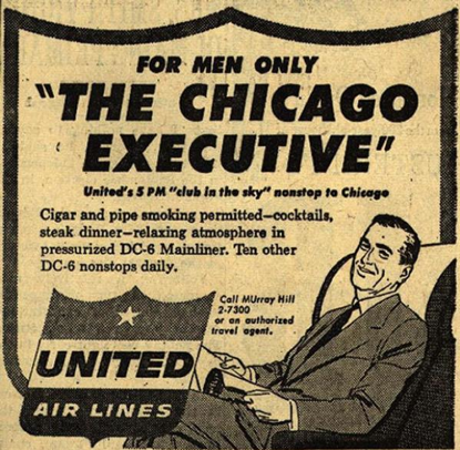 United Airlines used to offer 'men-only' flights