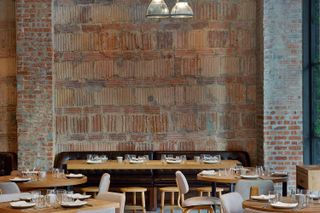 Dining room with reclaimed wall decor
