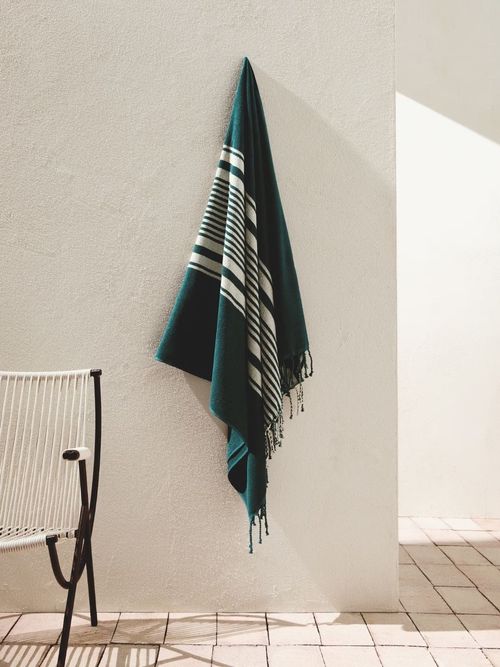 Striped Beach Towel With Tassel Detail 