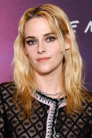 Kristen Stewart is pictured with softly waved hair at the Special Screening and Photocall for "Love Me" at DGA Theater Complex on January 28, 2025 in Los Angeles, California.