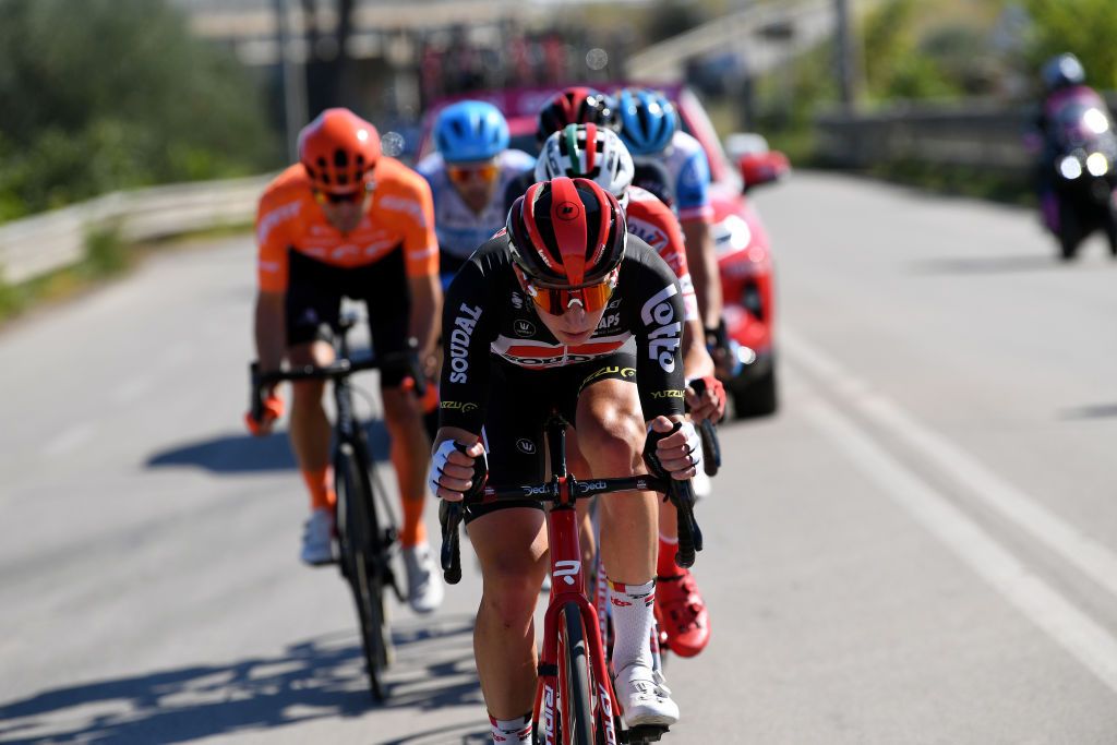 Matthew Holmes (Lotto Soudal) leads the break on stage 8 of the Giro d'Italia