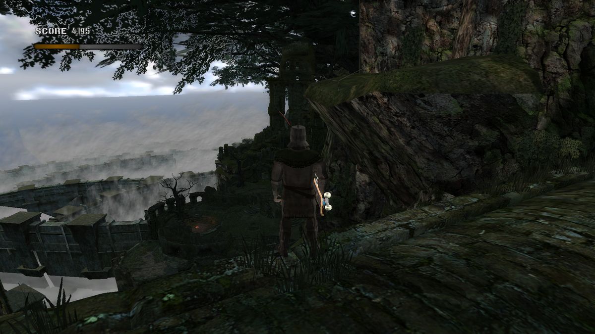 Solaire gazes down on the skate park Firelink Shrine.