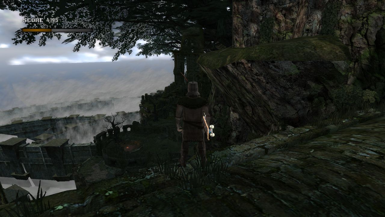 Solaire gazes down on the skate park Firelink Shrine.
