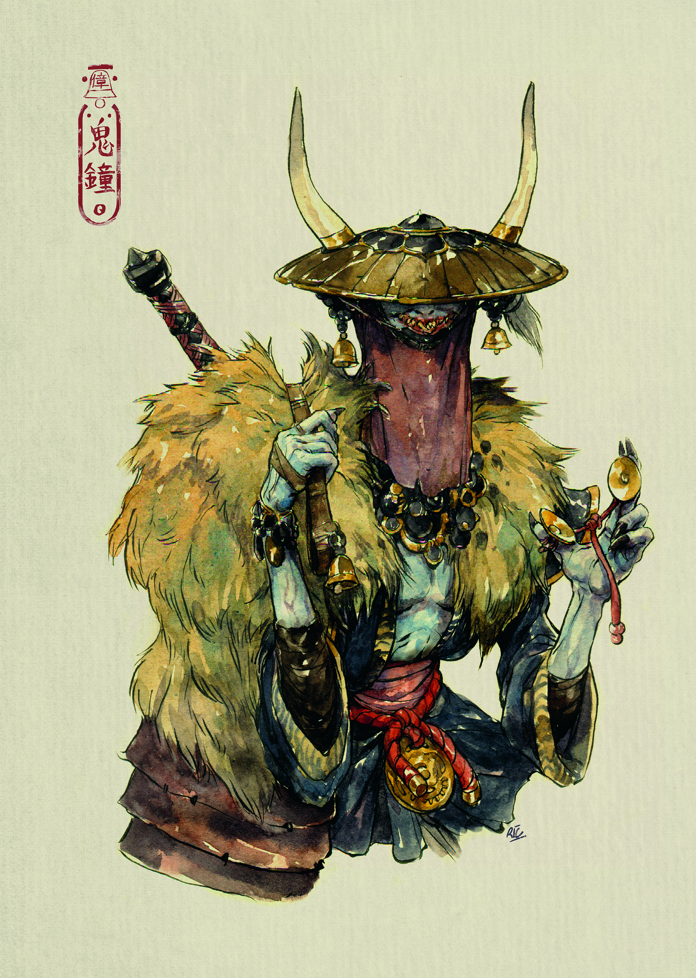 Character art painted using traditional art media