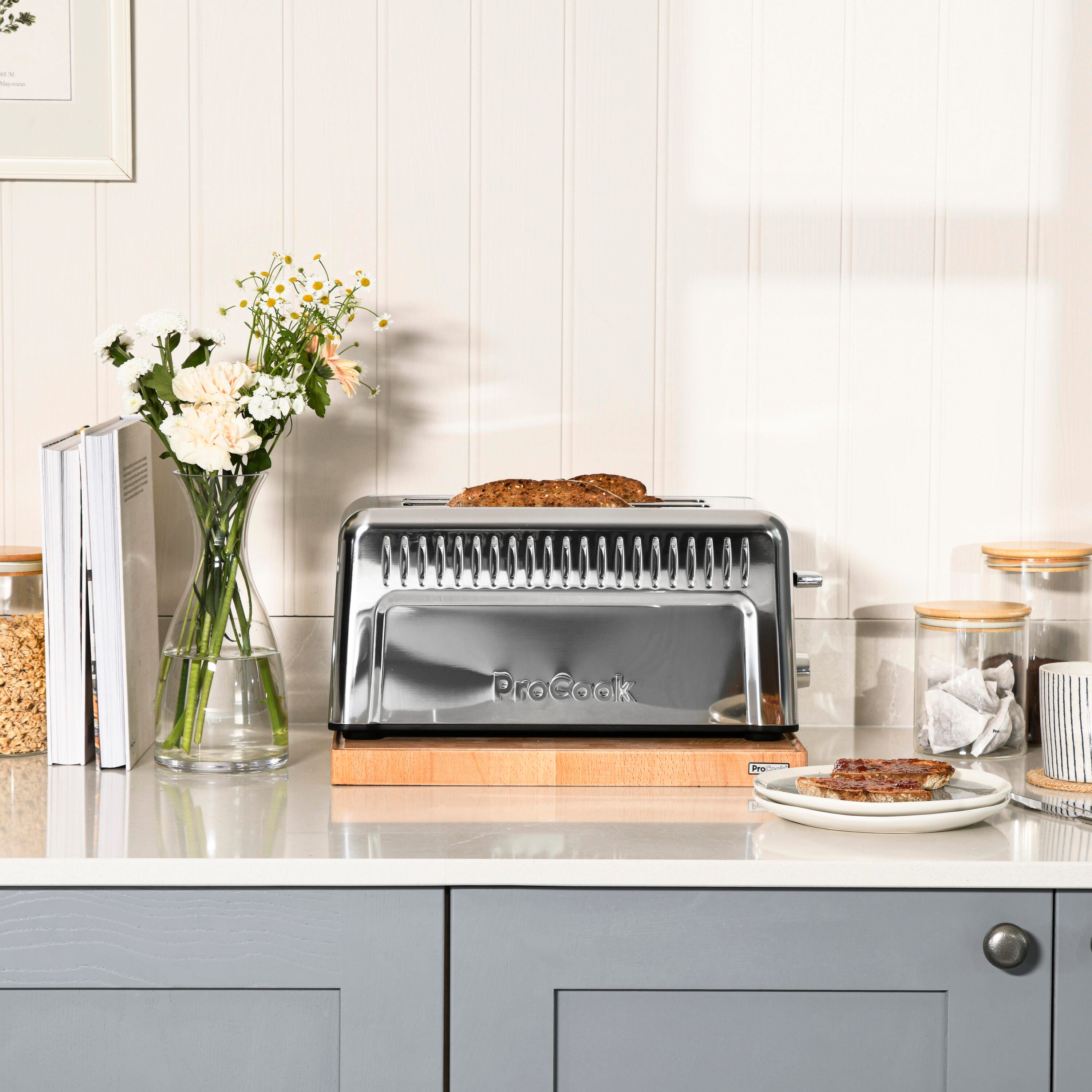 Stainless Steel Long Slot Toaster 4 Slice