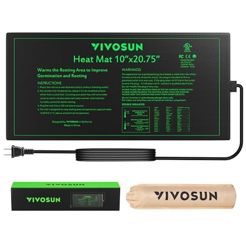 Vivosun Durable Waterproof Seedling Heat Mat 10" X 20.75" Ul & Met-Certified Warm Hydroponic Heating Pad for Germination, Indoor Gardening, Greenhouse