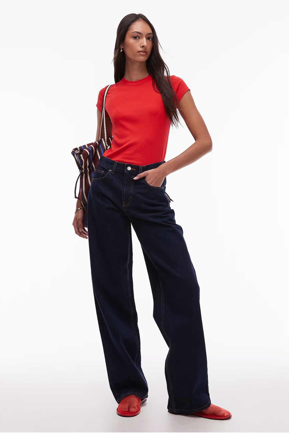 Topshop Tall Cinch low rise relaxed jean