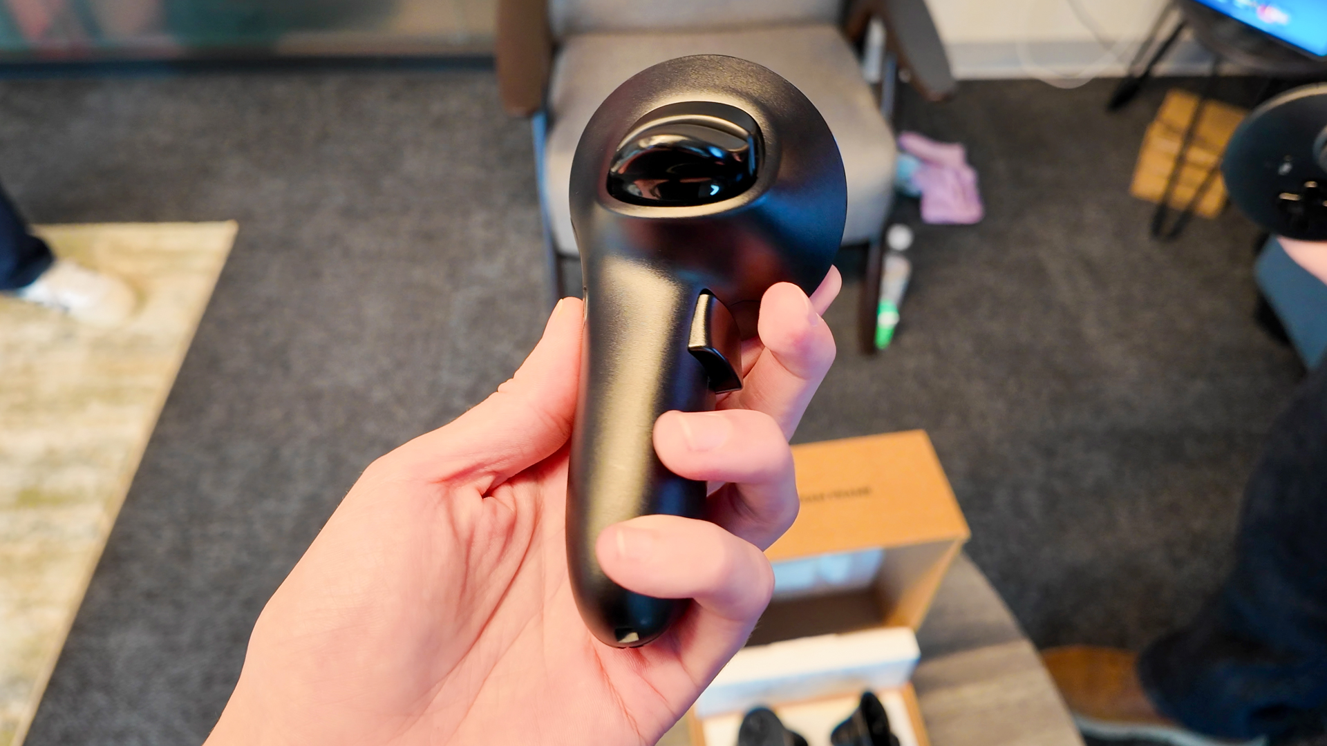 Hands-on with Valve's new VR headset, the Steam Frame, during an interview at Valve HQ in Bellevue, Washington.