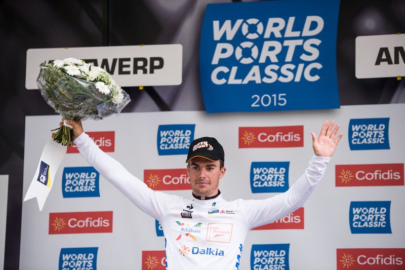 Rudy Barbier (Roubaix Lille M&eacute;tropole) in the best young riders jersey