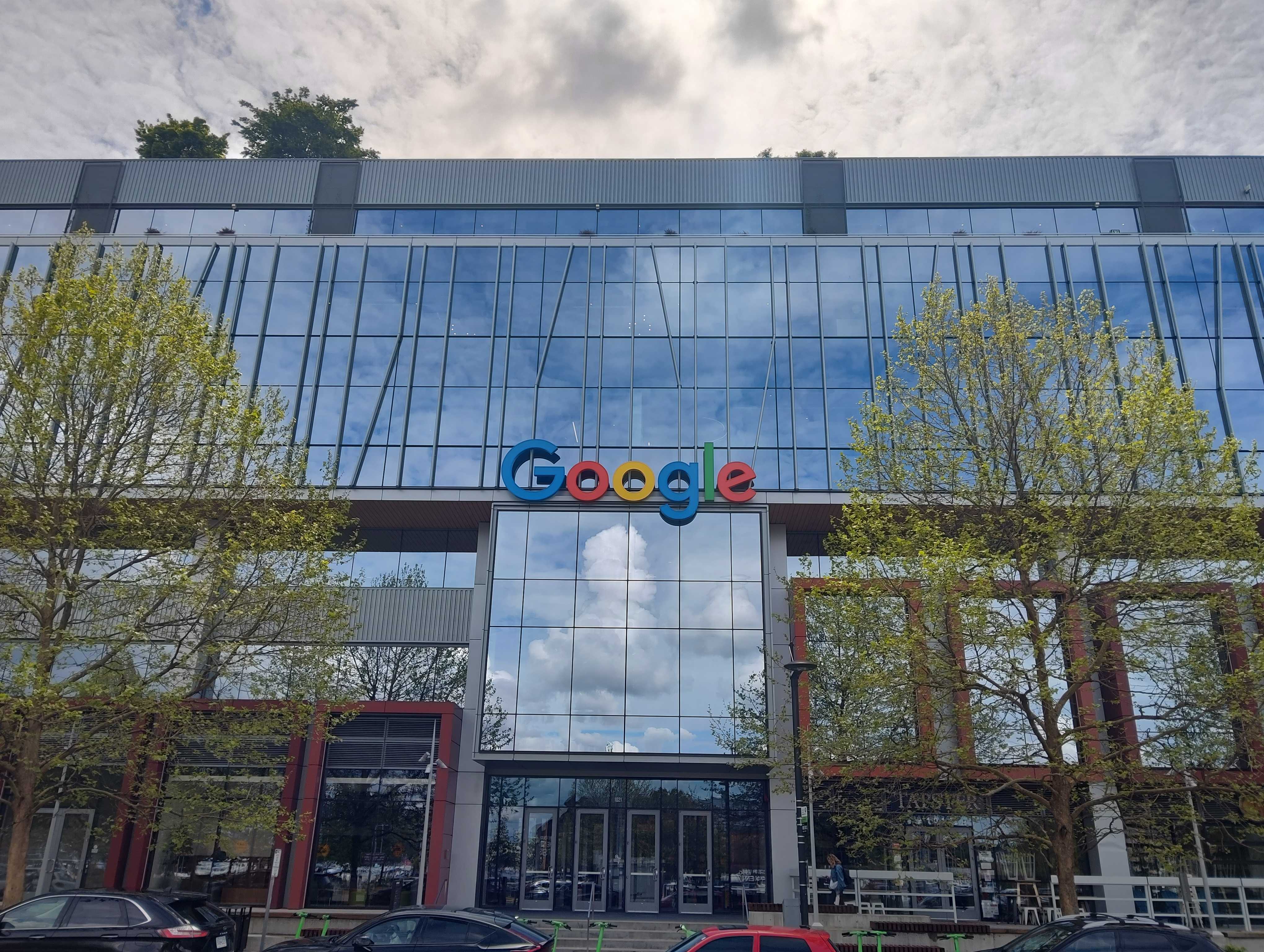 The front of a building with the Google moniker on it