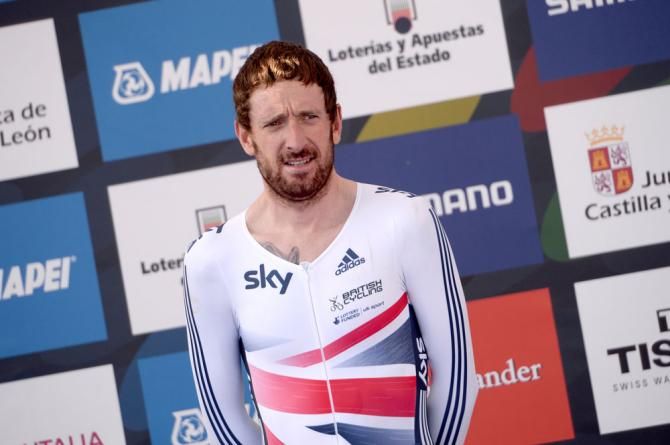 Bradley Wiggins (Great Britain) awaits his gold medal at the 2014 Worlds