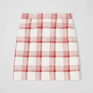 LK Bennett Lotta Red and Cream Check Tweed Mini Skirt