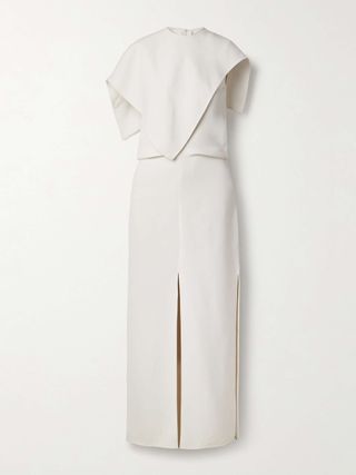 Selene Asymmetric Draped Stretch-Crepe Maxi Dress