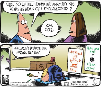 Political cartoon U.S. H.R. McMaster Trump baby presidency
