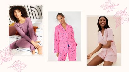 a choice of three different pink pajamas set to shop now