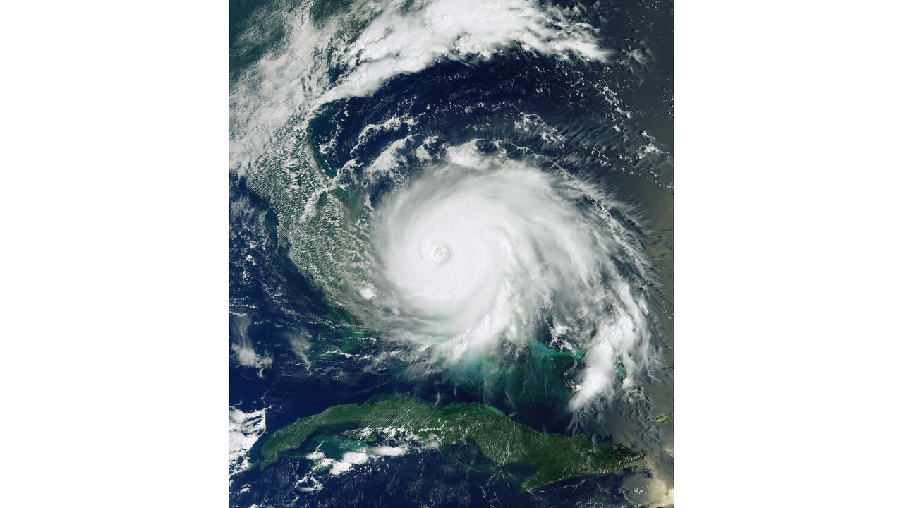 An image from the European Space Agency's Copernicus Sentinel-3 satellite features Hurricane Dorian as it pummels the Bahamas on Sept. 2, 2019 at 11:16 EDT (15:16 GMT).