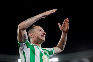 Andres Guardado celebrates as Real Betis win the Copa del Rey.