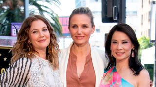 Actress Drew Barrymore (L), Cameron Diaz (C) and Lucy Liu (R) stand on the star during Liu's Walk of Fame ceremony in Hollywood on May 1, 2019. - Lucy Liu's star is the 2,662nd star on the Hollywood Walk Of Fame in the Category of Television.
