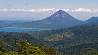 Arenal volcano and lake in Costa Rica