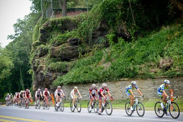 The men get a little strung out with the break still up the road.