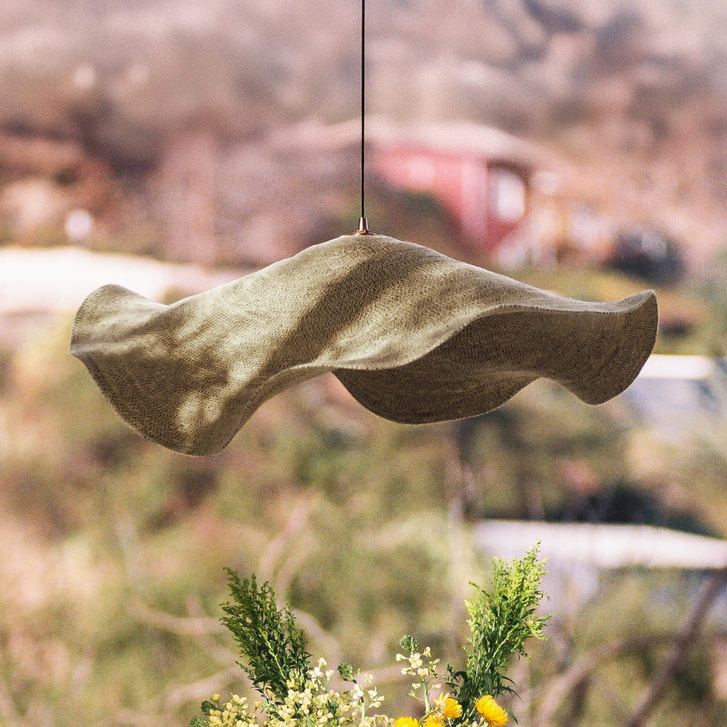 Tallulah Jute Basket Rechargeable Pendant in Moss by Novogratz