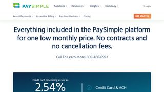 Website screenshot for PaySimple