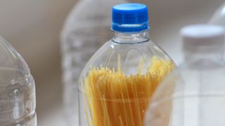 Spaghetti in a plastic bottle