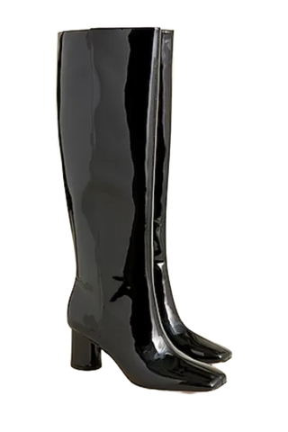 Knee-High Round-Heel Boots in Leather (Were $348) 