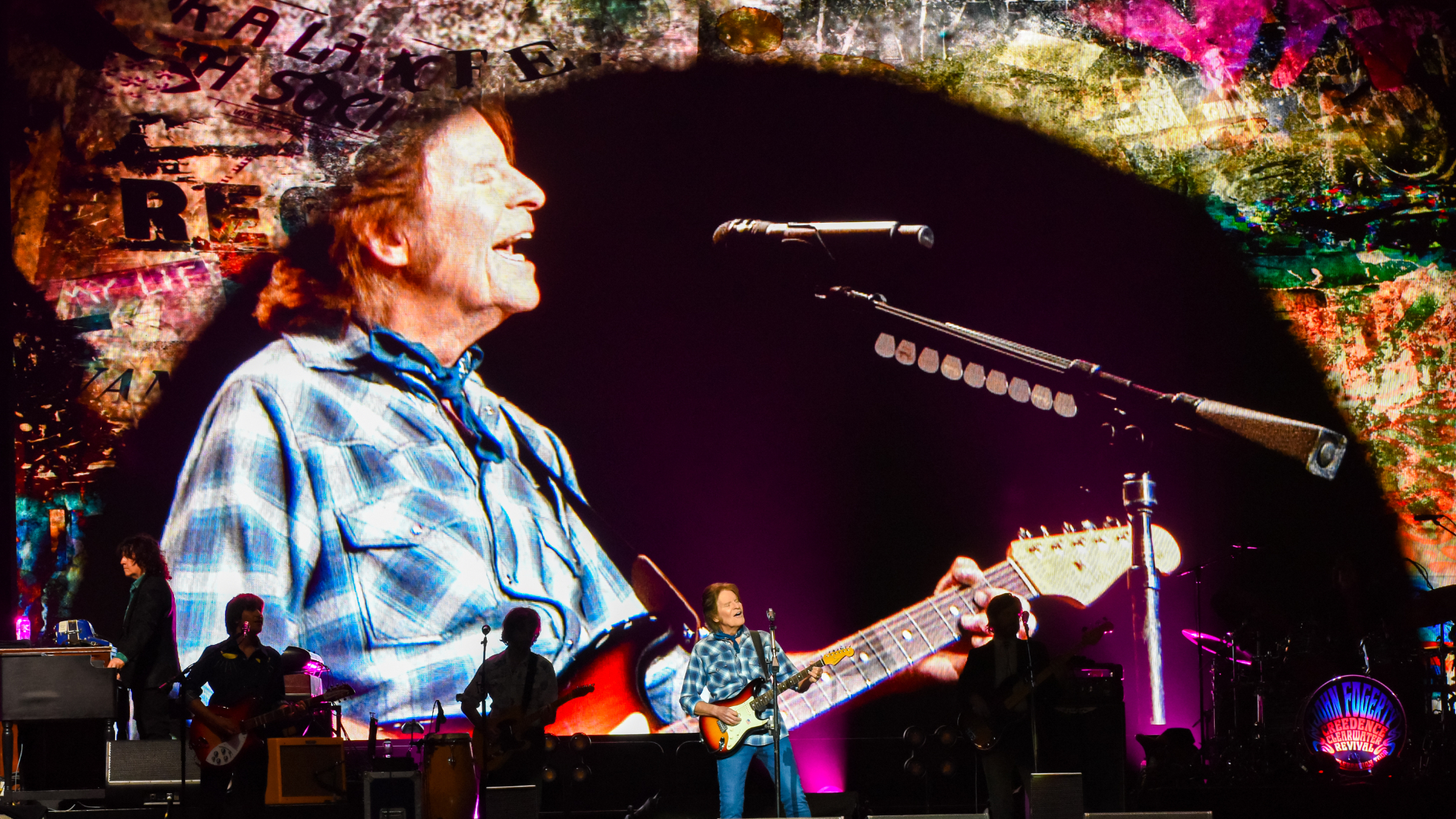  John Fogerty (C) performs at The O2 Arena on May 29, 2023 in London, England.