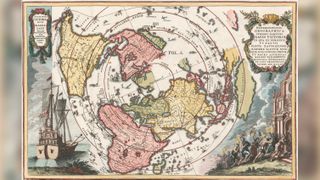 This world map shows Ferdinand Magellan’s circumnavigation of the world.