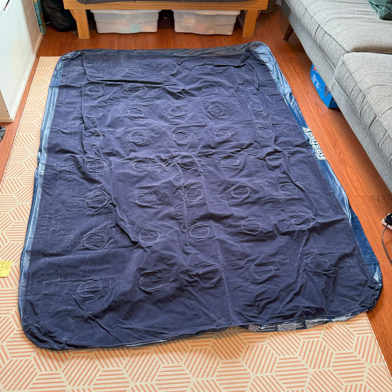 The Bestway Flocked Airbed with Mains Pump being tested