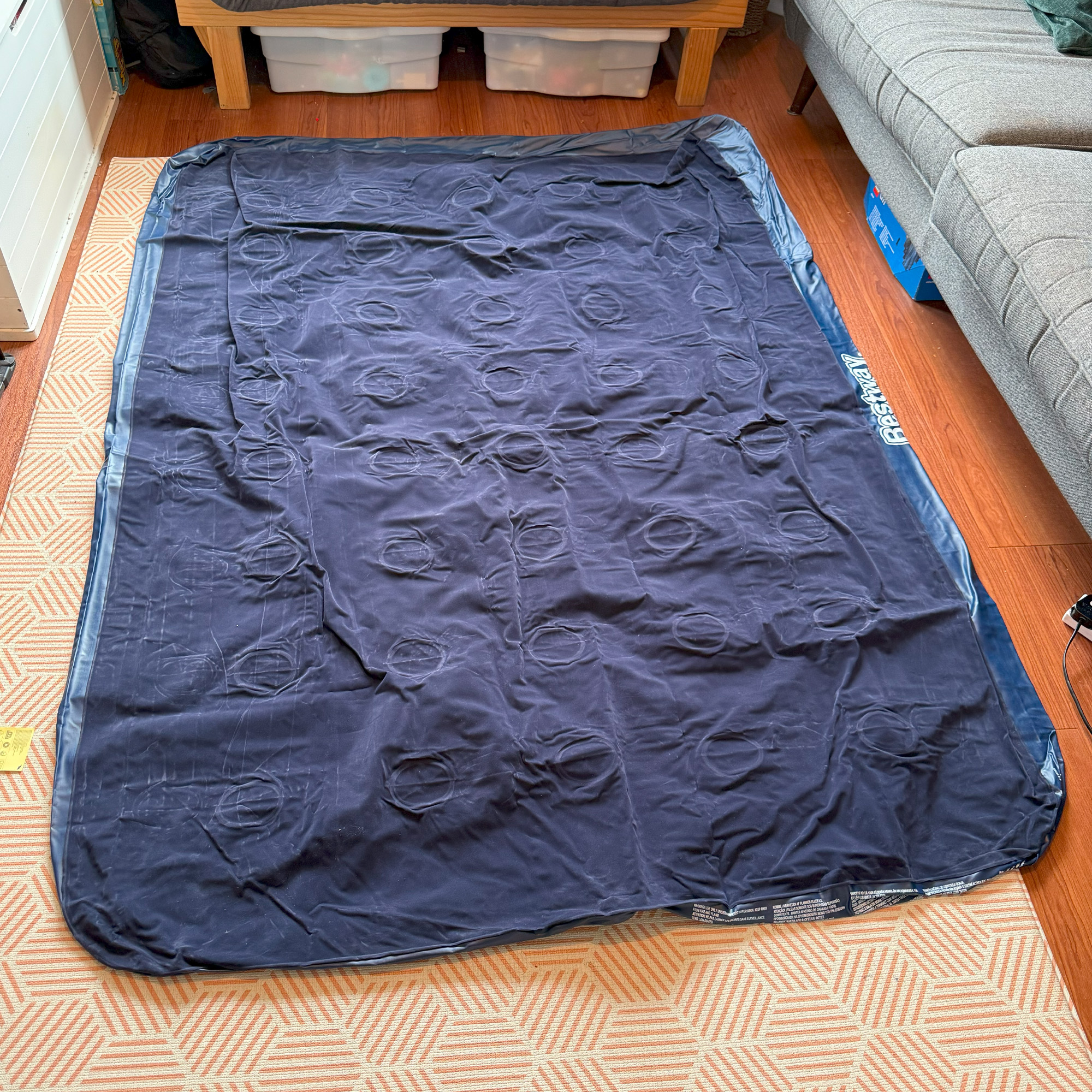 The Bestway Flocked Airbed with Mains Pump being tested