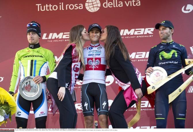 Michal Kwiatkowski (Omega Pharma-QuickStep) takes the kisses