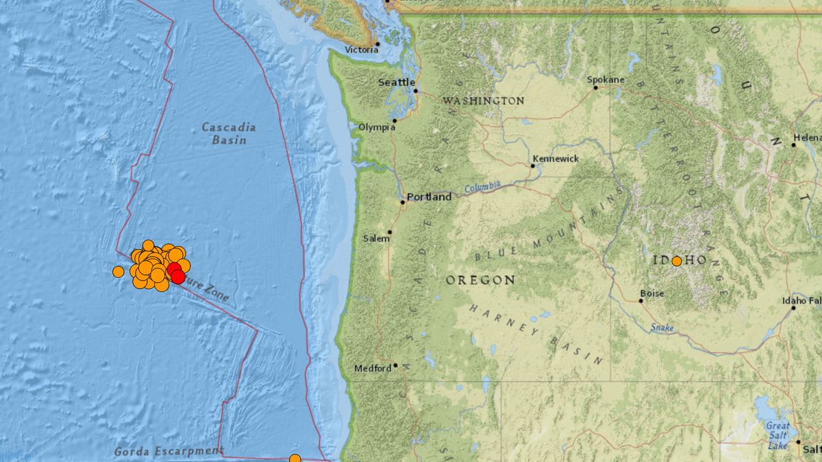 More than 50 earthquakes have shaken the ocean floor off the Oregon coast on Dec. 7 and 8, 2021.