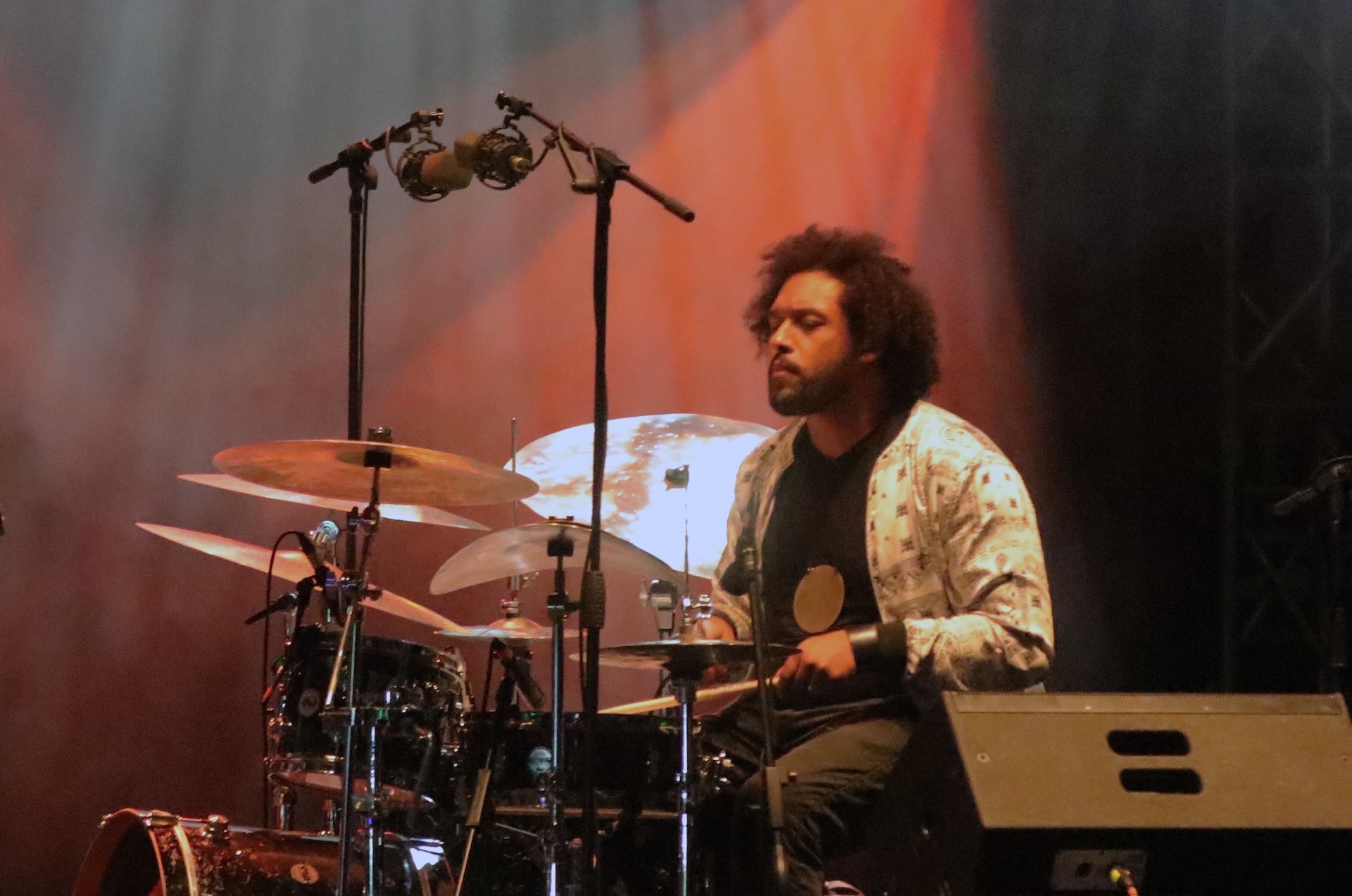 Jazz drummer Makaya McCraven performs onstage at UNIQ Open Air Stage during the 26th Istanbul Jazz Festival in Istanbul