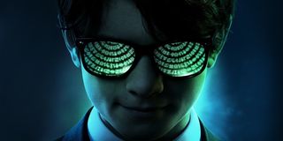 Artemis Fowl wearing glasses reflecting a code