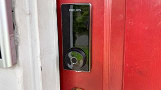 Philips smart lock attached to front door