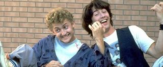 Alex Winter and Keanu Reeves smiling in a joint portrait