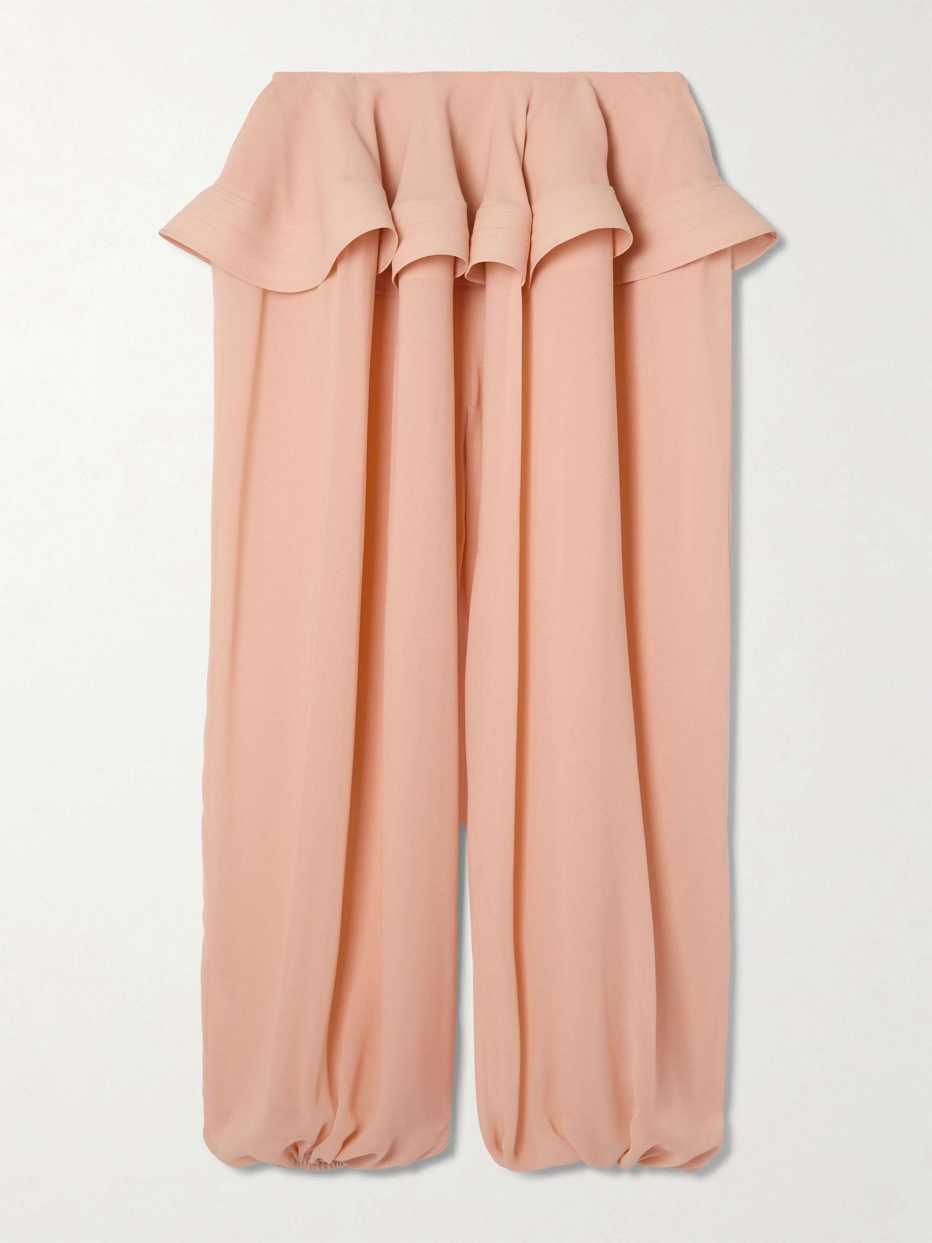 Pleated Georgette Peplum Tapered Pants