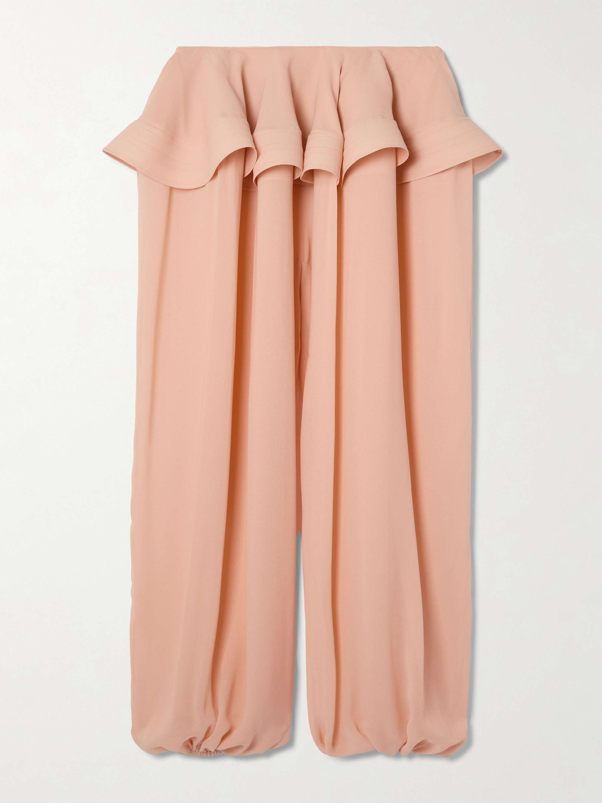 Pleated Georgette Peplum Tapered Pants